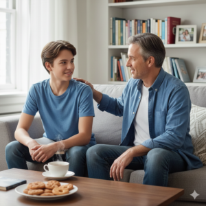 Cha mẹ trò chuyện với con