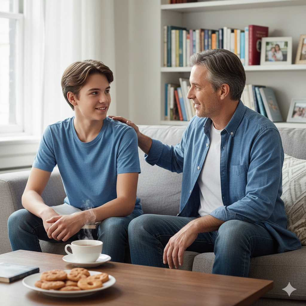 Cha mẹ trò chuyện với con